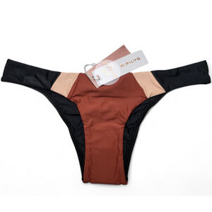 NWT PQ SWIM Henna Color Block‎ Teeny Bikini Swim Bottom Women's PILYQ Size M